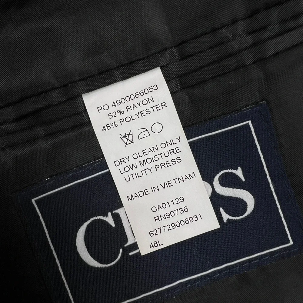 Chaps Charcoal Sport Coat Blazer Men 48L Dark Gray Classic Tailored‎ Office